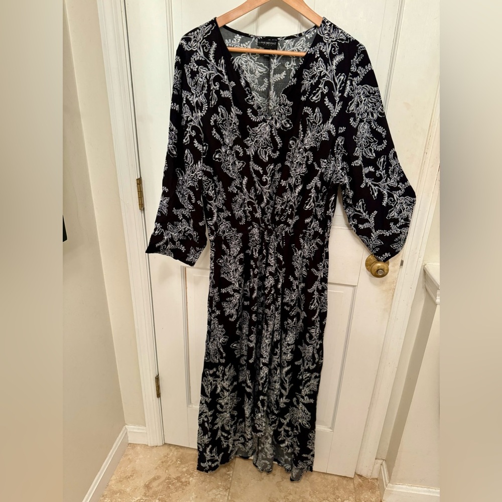 Lane Bryant Fun Summer dress 18/20 black & white print. Tie cinch waist